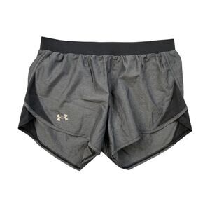 Under Armour Shorts Womens S Small Black Gray UA Fly By 2.0 Heatgear Brief Lined